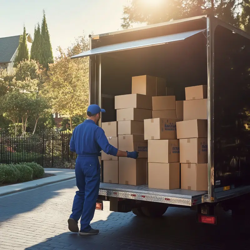 Ipswich clearance professional carefully removing boxes from a family home.